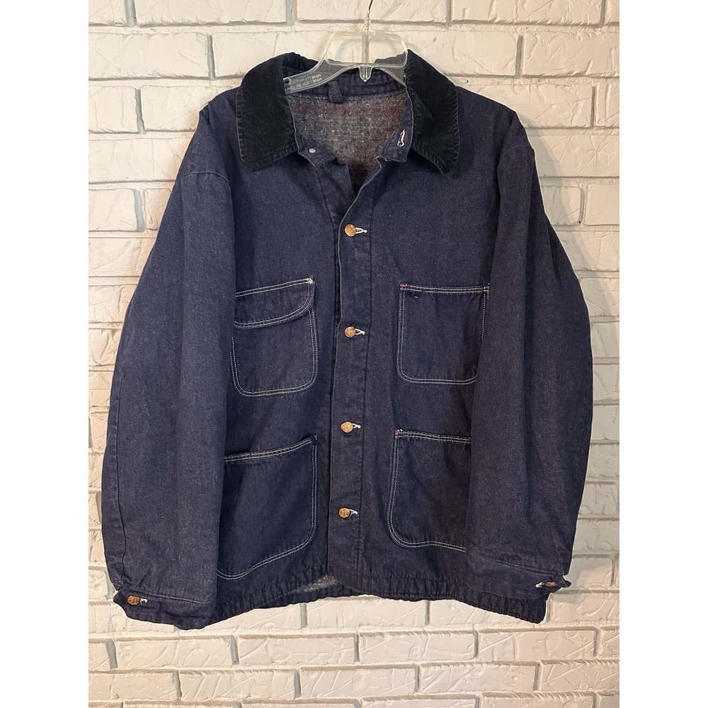 Vtg Wrangler Blue Bell Denim Jacket Men 48 Blanket Lined Barn Chore Coat